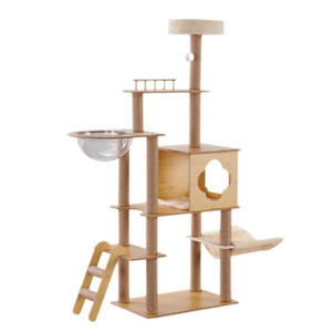 Grand arbre à chat mignon de luxe <span class=keywords><strong>pas</strong></span> <span class=keywords><strong>cher</strong></span> tour de chat <span class=keywords><strong>avec</strong></span> <span class=keywords><strong>hamac</strong></span> en <span class=keywords><strong>bois</strong></span> de haute qualité autoportant OEM pour chats - Product Image 1