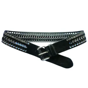 belt for women fashion belts for ladies or girls custom belts braided with chains with roller buckle