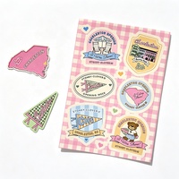 Feuilles d'autocollants Kiss Cut en gros, personnalisées, plusieurs designs, logo, vinyle imperméable pour emballage, étiquettes de marque, fournitures professionnelles