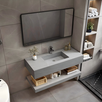 Armoire de salle de bain de luxe en marbre ardoise ensemble mural moderne résistant à l'eau avec miroir intelligent pour une utilisation familiale et hôtelière