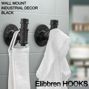 Industrial Style Wall Mounted Coat <b>Rack</b> Black Heavy Duty Round Hook For Farmhouse Decor - Product Image 4
