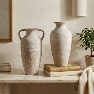 Grand <span class=keywords><strong>vase</strong></span> de sol vintage en argile/fer <span class=keywords><strong>pour</strong></span> décoration de jardin extérieur, pot de fleurs texturé antique <span class=keywords><strong>pour</strong></span> centre de table de mariage ou de maison - Product Image 2