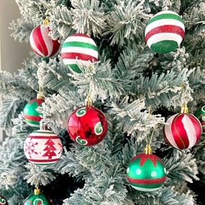Boules de Noël personnalisables en plastique incassable de 6 cm/30 cm, rouges/argentées, peintes à la main, décorations suspendues pour arbre de Noël, mariage, fête - Product Image 3