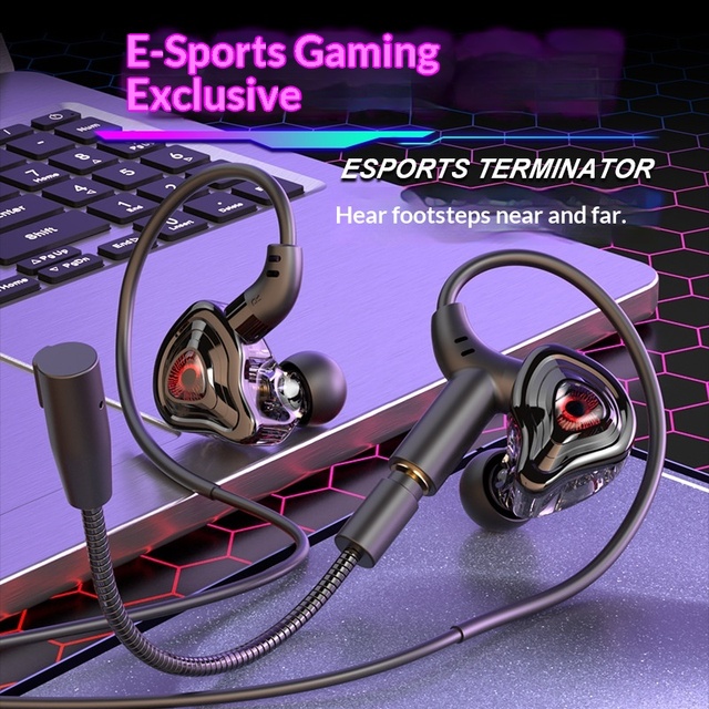 Cross-border Private Mold Gaming E-sports Wired In-ear Headphones Microphone HIFI Music 3.5mm/USB-C