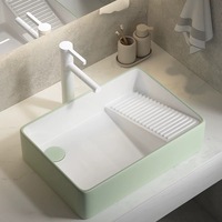 Usine directe en céramique rectangulaire comptoir lavabo lavabo planche à laver pour salle de bain pour Machine à laver évier de vidange latéral