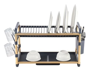 Stendino per piatti a 2 livelli per bancone da cucina con <span class=keywords><strong>scolapiatti</strong></span> e <span class=keywords><strong>scolapiatti</strong></span> con <span class=keywords><strong>scolapiatti</strong></span> con utensile in <span class=keywords><strong>vetro</strong></span> - Product Image 4