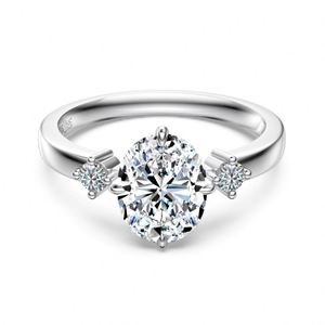 Bague de mariage Dylam en argent S925 plaqué rhodium avec pierre en moissanite D VVS1, bague de fiançailles, bague de promesse, bague de mariée pour femmes - Product Image 1