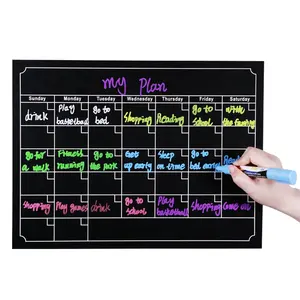 Magnetische Trocknungs-Menüplatte für Kühlschrank wöchentlich Essensplaner Blackboard Lebensmittelliste und Notizblock für Küche Chalkboard Magnet