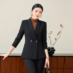 Women's Pink Suit Set Full Sleeve Polyester Formal Anti-Wrinkle Autumn Wear - Product Image 3