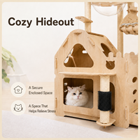 Árbol rascador multinivel de madera para gatos, 134 cm, para 2-3 gatos, con hamaca, cápsula, comedero, sisal, OEM, venta al por mayor