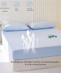 Ensemble de draps rafraîchissants 3 pièces (1 drap-housse + 2 taies d'oreiller) respirant, anti-humidité, doux, anti-boulochage, facile d'entretien - Product Image 6