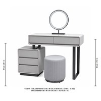 Ensemble coiffeuse avec armoire latérale, miroir LED à 3 couleurs d'éclairage, coiffeuse brillante avec tiroirs pour chambre à coucher et décoration intérieure