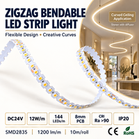 Bande LED en forme de S, blanc chaud, haute fidélité des couleurs (CRI), 3000K, 24V, 8mm, 144 LED par mètre, pour affichage en magasin et intérieur d'hôtel