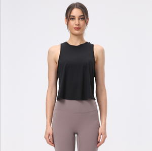 Nueva moda, diseño de <span class=keywords><strong>malla</strong></span> Sexy para <span class=keywords><strong>mujer</strong></span>, ropa activa, suave, transpirable, estilo suelto, camiseta sin mangas, Top corto de Yoga activo, ropa de entrenamiento - Product Image 4