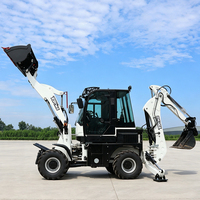 Diesel 58kW 4 Wheel Drive Backhoe Loader Front Bucket Digger 0.65cbm Peralatan Konstruksi Kompak CE EPA Euro 5