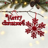 Pendentif Lettre de Noël en Plastique Floqué Rouge Vin, Décoration Joyeux Noël, Ornement pour Arbre de Noël, à Suspendre à l'Armoire