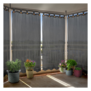 Outdoor Loop Curtain 150 GSM MM Grey with Contemporary Charcoal Tones for Sophisticated Outdoor Privacy - Product Image 1
