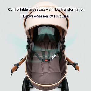 Poussette bébé en métal avec siège panier, position assise et allongée, bidirectionnelle, haute position, pliable, pour nouveau-né, quatre roues, capacité de charge 15 kg - Product Image 2