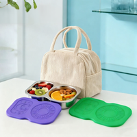 Récipients à collation en acier inoxydable avec couvercles en silicone Petits récipients de stockage des aliments réutilisables Couvercles en silicone Boîte à lunch Bols