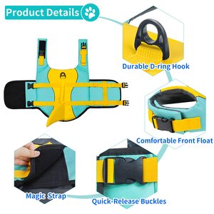 Venta caliente Premium Ripstop impermeable perro flotador abrigo tiburón verano mascota perro seguridad chaleco salvavidas - Product Image 4