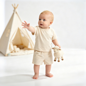 Set di <span class=keywords><strong>Abbigliamento</strong></span> per Neonato 100% Cotone Casual <span class=keywords><strong>Estivo</strong></span> 2 Pezzi Manica Corta per Bambini Piccoli Vestiti per Neonati <span class=keywords><strong>Abbigliamento</strong></span> per Bambini - Product Image 1