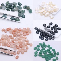 Vente en gros ovale taille 6x8mm noir onyx mousse agate pierre de soleil vert aventurine coquille blanche cabochons de pierres précieuses naturelles