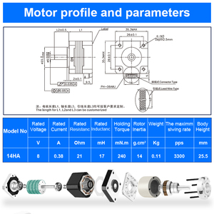 Rb NEMA 14 lai động cơ bước de Moto cho máy khắc cho <span class=keywords><strong>DC</strong></span> Tốc độ động cơ điều khiển HB 12V 24V 48V - Product Image 4