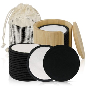 Étiquette privée 1000g, biodégradables, réutilisable, charbon de bambou lavable, <span class=keywords><strong>coton</strong></span> biologique, tampons démaquillants, ensemble boîte de bambou - Product Image 1