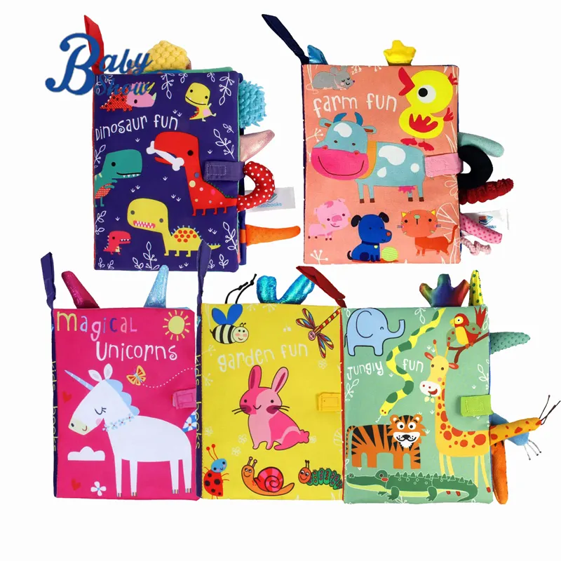 หนังสือผ้าเพื่อการเรียนรู้สำหรับทารกปฐมวัยของเล่นผ้าเพื่อการศึกษาทนทานต่อการฉีกขาดได้สำหรับเด็กอายุ0-3ปี