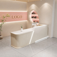 Mueble de Recepción Personalizado para Salón de Belleza con Iluminación LED para Peluquería, Tienda de Cosméticos, Diseño de Tienda Completa