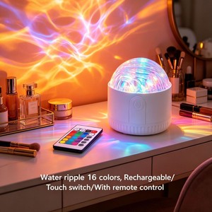 Water Ripple Table Lamp 16 Colors Rechargeable Touch Switch With Remote Control LED Night Light For Bedroom Dorm Room Decoration - Product Image 1