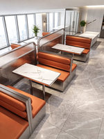Ensemble de table et chaises sur mesure en bois massif et métal, à fixation murale, pour restaurants commerciaux, barbecue, hot pot et salons de thé