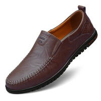 Chaussures décontractées confortables en cuir de vachette pour hommes, avec doublure en maille respirante, grande taille, style classique pour l'été