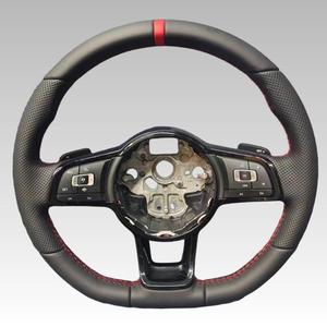 Volant en cuir véritable en stock pour VW CC <span class=keywords><strong>Golf</strong></span> <span class=keywords><strong>6</strong></span> 7 7.5 R MK6 MK7 MK7.5 Tiguan Passat <span class=keywords><strong>GTI</strong></span> <span class=keywords><strong>DSG</strong></span> - Product Image 3