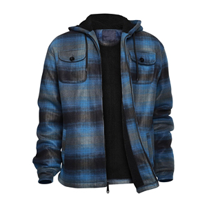 New Custom Winter Digital Printing Fleece Lined Double Layer Zip-Up Flannel Hoodies for Men Low Price - Product Image 1