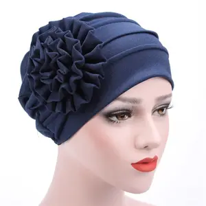 Wholesale Women's Hats Spring Summer Floral Beanie Hat Muslim Stretch Elastic Turban Hat Hair Headwear Hijib Cap Turban Islam