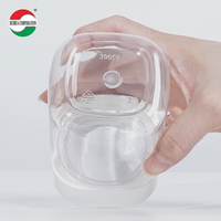 Pot en plastique carré de qualité alimentaire PET avec couvercle à vis blanc, pots de stockage pour l'emballage alimentaire