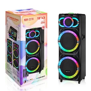 Thấp moq 12-inch kép không dây cho bluetooth Loa di động với RGB đèn Microphone vuông nhảy âm thanh plug-in thẻ nhựa - Product Image 1