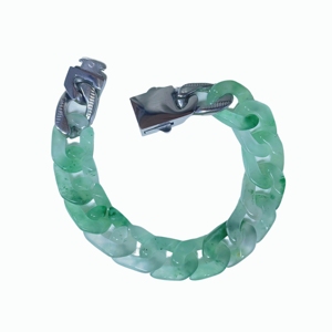 Bracelet en agate de couleur claire, bracelet en pierres précieuses naturelles, chaîne cubaine, accessoire de mode - Product Image 6