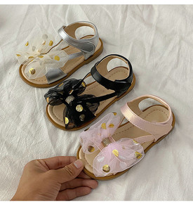 Sandales d'été pour petites filles, nu-pieds tendance pour enfants, chaussures de princesse <span class=keywords><strong>à</strong></span> nœud papillon scintillant, pour petites et grandes filles - Product Image 4