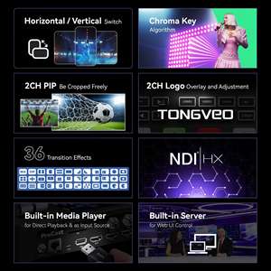 Centre de production vidéo intégré PC500, mélangeur vidéo, commutateur pour diffusion multi-caméras, diffusion en direct - Product Image 5