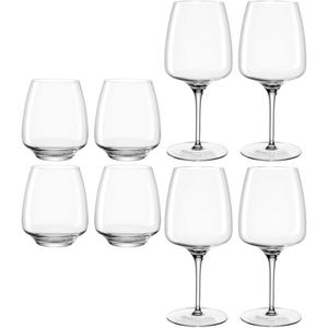 Set di 8 bicchieri da vino con stelo e senza stelo, in vetro trasparente, per vino rosso e bianco, ideali per feste - Product Image 1