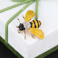 Broche Abeille en Alliage avec Strass, Émail Coulé, Style Européen et Américain, Épingle Insecte, Boucle de Col, Cadeau de Mariage, Plaqué Rhodium, pour Enfants