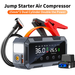 Arrancador de Coches con Compresor de Aire, Doble Cilindro de 25 mm*2, Corriente Máxima de 8000 A, Pantalla Digital, Uso de Emergencia para Automóviles - Product Image 1