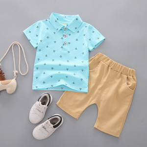 Vêtements pour enfants en gros, ensembles de vêtements d'été pour bébés garçons, chemises avec shorts, ensembles pour enfants - Product Image 4