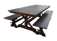 Chaise et table pliantes en bois massif de style pastoral pour salle à manger, idéales pour la maison, l'hôtel, la villa, la cour et l'atelier