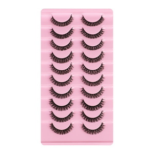 Vente en Gros 10 Paires Faux Cils Courbés DD Style Russe Faux Cils Marque Privée Noirs Naturels Bande Coton Épais Pleine Frange - Product Image 6