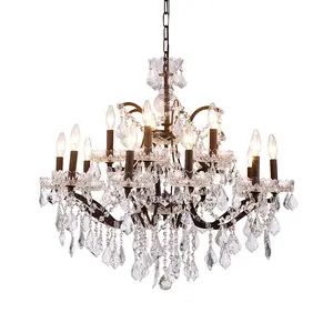 American country chandelier wrought iron retro living room dining room crystal chandelier floating lamphome decor light