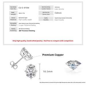 Fashion <b>Jewelry</b> 14k Gold Filled 4 Prong Setting Retro Geometric <b>Statement</b> Cubic Zirconia Stud Earrings for Women - Product Image 2