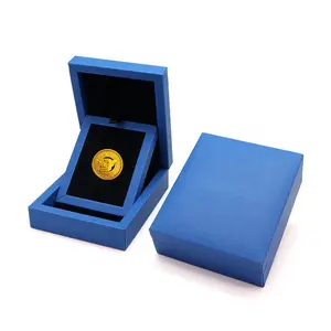 Factory In Stock Luxury Badge Box Leather Coin Box Commemorative Coin Display Box